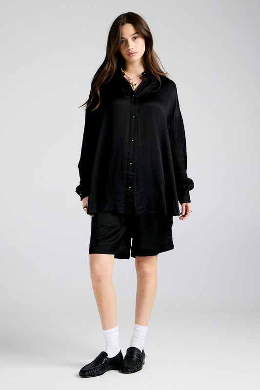 Oversized Walker Shirt Silk Viscose Black