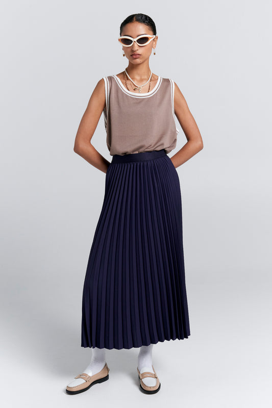Sunray Pleated Skirt Navy
