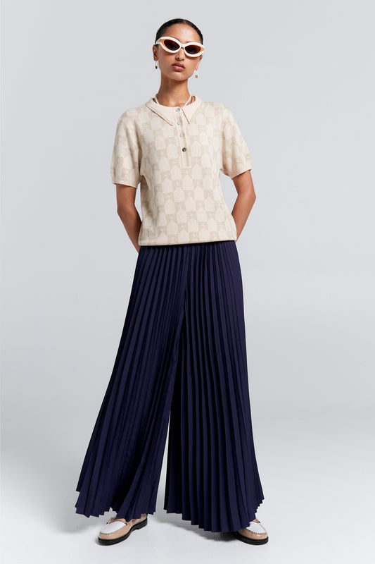 Sunray Pleated Pants Navy