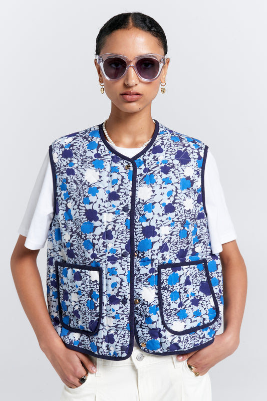 Quilted Drift Vest Blue Multi