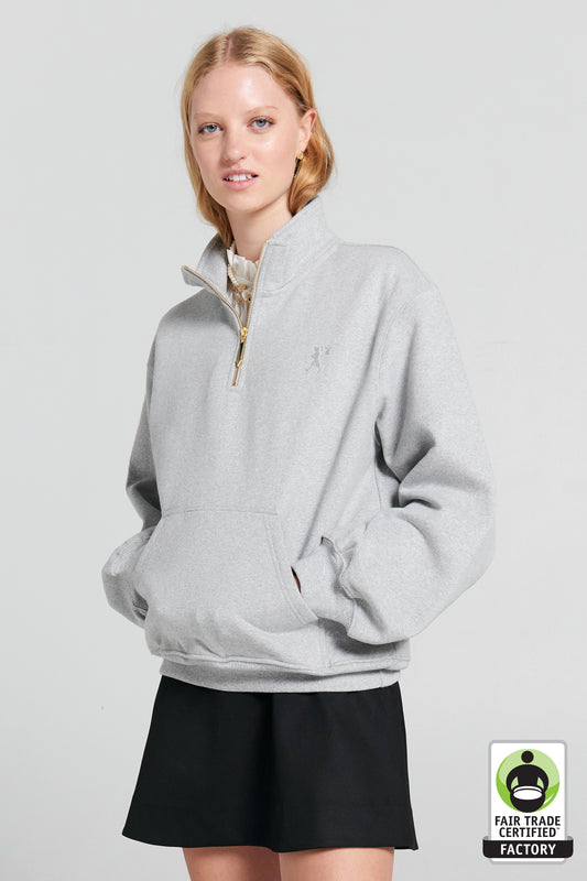 Runaway Girl Zip-Up Sweatshirt Grey Marle