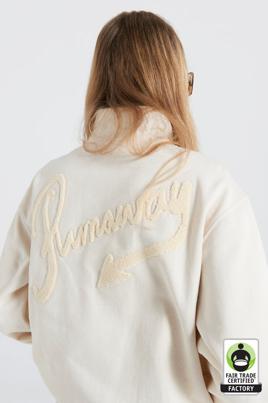 Runaway Scrawl Zip-Up Sweatshirt Ecru