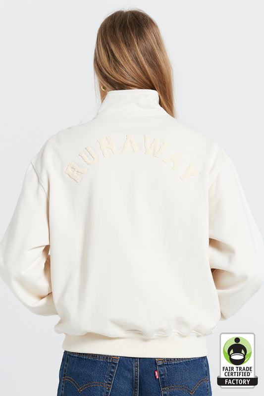 Runaway College Zip-Up Sweatshirt Ecru