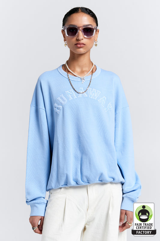 Runaway College Organic Cotton Crewneck Sweatshirt Blue