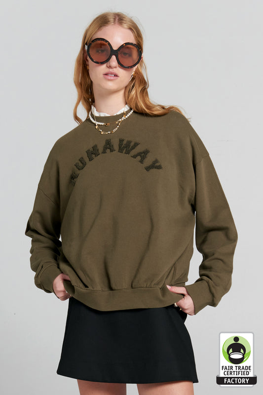 Runaway College Organic Cotton Crewneck Sweatshirt Hunter Green