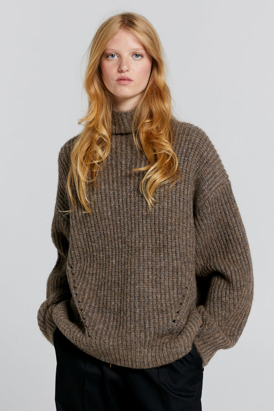 Funnel Neck Sweater Walnut