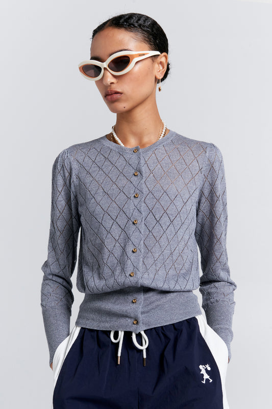 Pearl Lace Cardigan Grey Marle