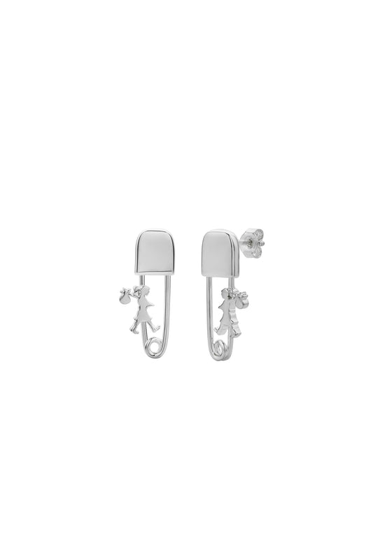 Mini Runaway Safety Pin Studs Silver