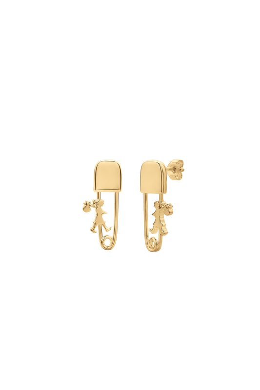 Mini Runaway Safety Pin Studs Gold
