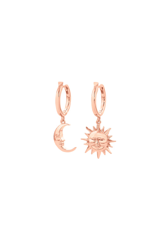 Sun & Moon Hoops Rose Gold
