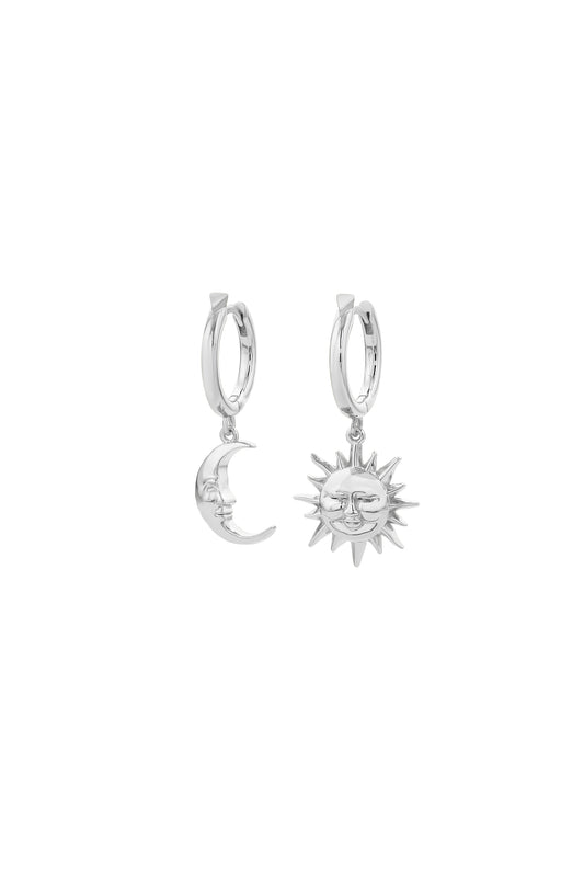 Sun & Moon Hoops Silver